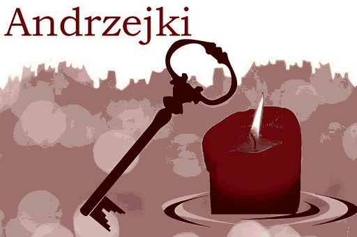 Kartka z czarnym kluczem andrzejki